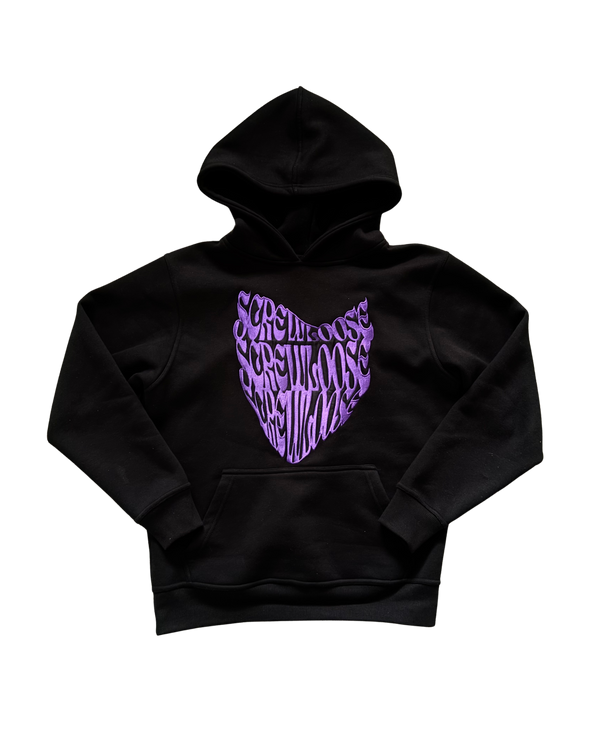 SCREWLOOSE APPLIQUÉ EMBROIDERY HOODIE - DARK KNIGHT