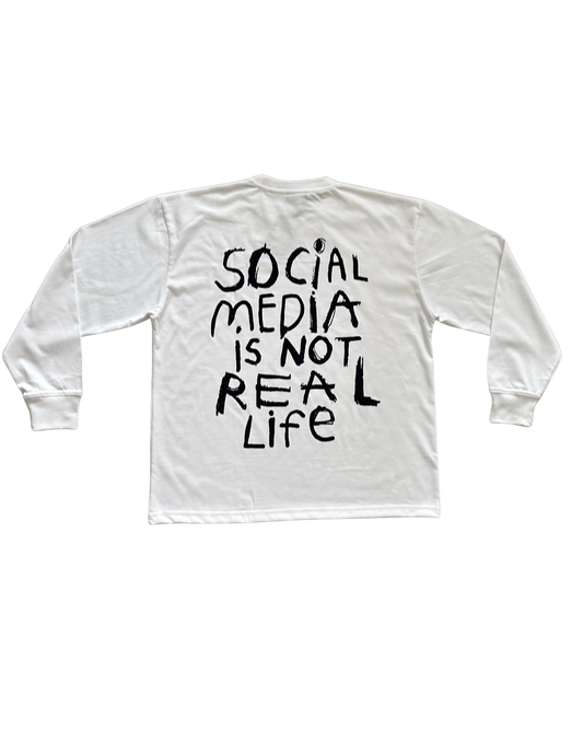 SCREWLOOSE OG LONGSLEEVE SOCIAL MEDIA T-SHIRT - WHITE