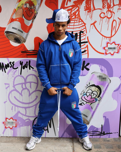 SCREWLOOSE Italy Zip-Up Hoodie - San Siro Blue