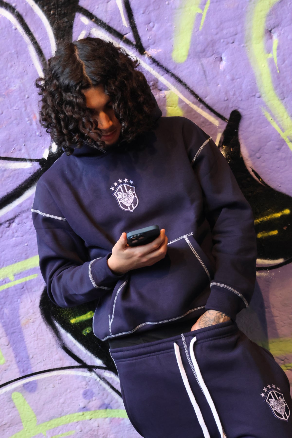 SCREWLOOSE OG BRAZIL REVERSE STITCH PULLOVER HOODIE - NAVY