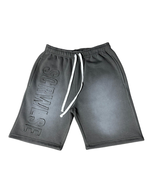 SCREWLOOSE Acid Wash Shorts - Cement Grey