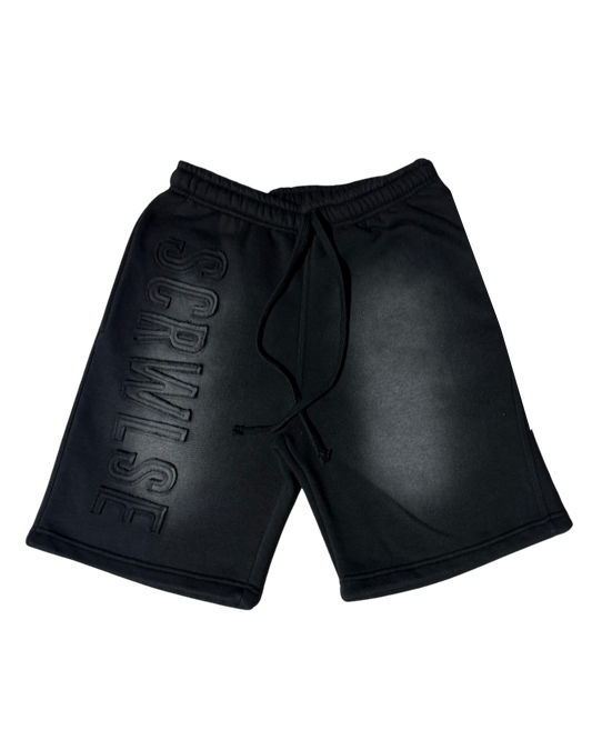 SCREWLOOSE Acid Wash Shorts - Midnight Black