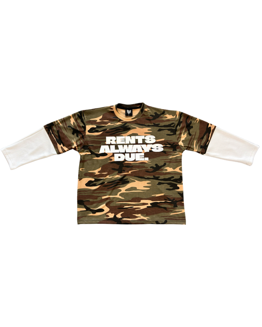 SCREWLOOSE RENTS ALWAYS DUE REFLECTIVE LONGSLEEVE - CAMO/WHITE