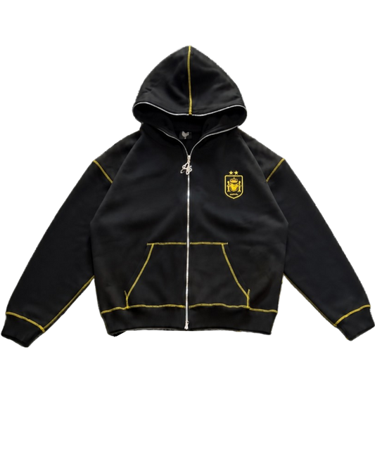 SCREWLOOSE SPAIN ZIP-UP HOODIE - BLACK/YELLOW