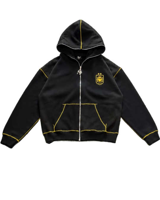 SCREWLOOSE SPAIN ZIP-UP HOODIE - BLACK/YELLOW