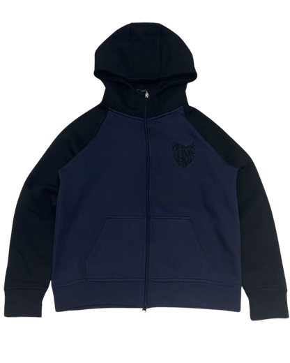 SCREWLOOSE OG COLOUR BLOCK ZIP-UP HOODIE - NAVY/BLACK