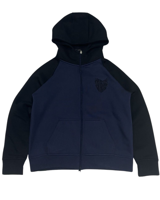 SCREWLOOSE OG COLOUR BLOCK ZIP-UP HOODIE - NAVY/BLACK