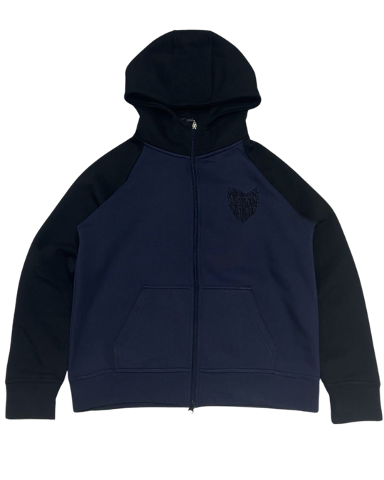 SCREWLOOSE OG COLOUR BLOCK ZIP-UP HOODIE - NAVY/BLACK