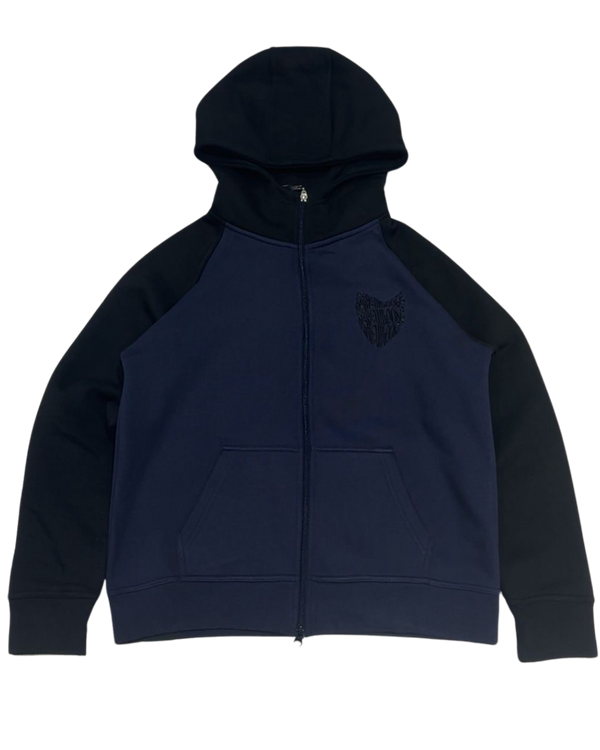 SCREWLOOSE OG COLOUR BLOCK ZIP-UP HOODIE - NAVY/BLACK