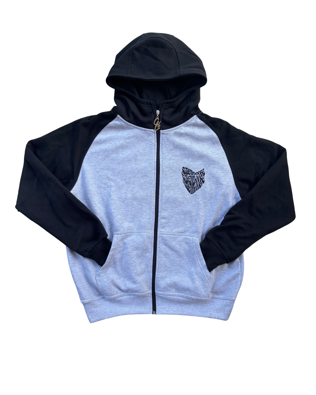 SCREWLOOSE OG COLOUR BLOCK ZIP-UP HOODIE - GREY/BLACK