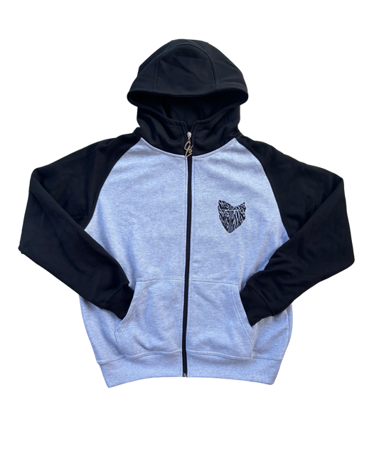 SCREWLOOSE OG COLOUR BLOCK ZIP-UP HOODIE - GREY/BLACK