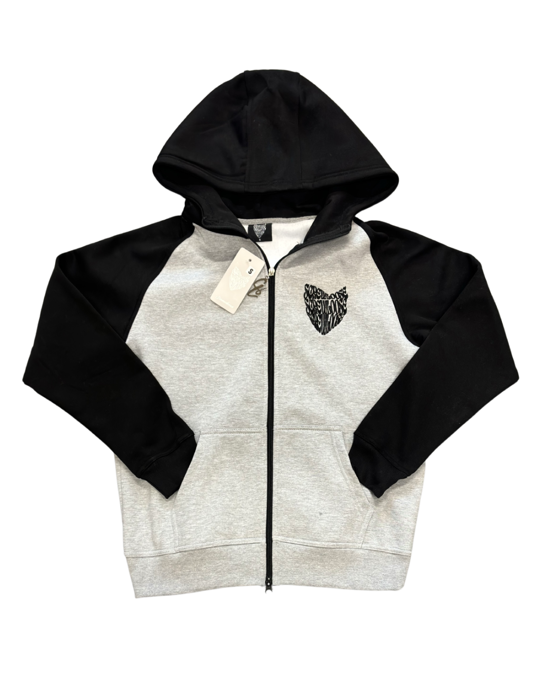 SCREWLOOSE OG COLOUR BLOCK ZIP-UP HOODIE - GREY/BLACK