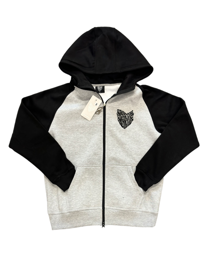 SCREWLOOSE OG COLOUR BLOCK ZIP-UP HOODIE - GREY/BLACK