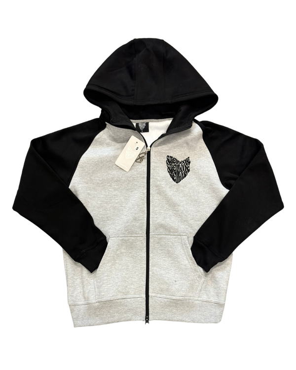 SCREWLOOSE OG COLOUR BLOCK ZIP-UP HOODIE - GREY/BLACK