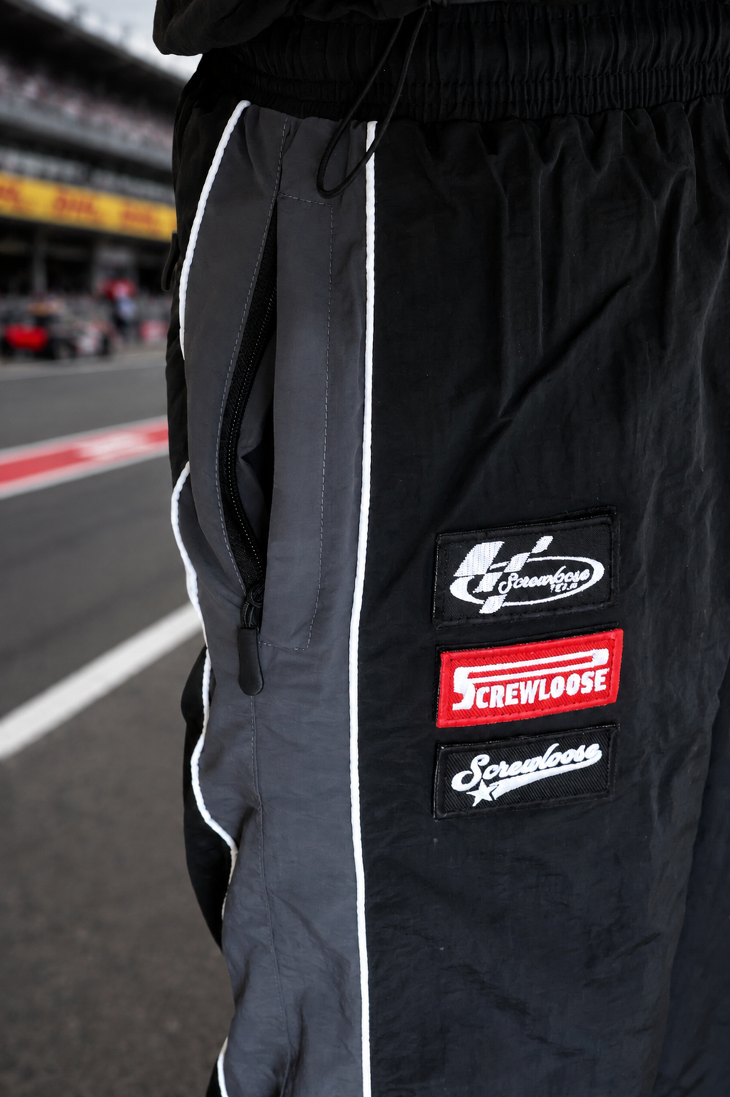 SCREWLOOSE F1 TRACK PANTS - BLACK/ANTHRACITE