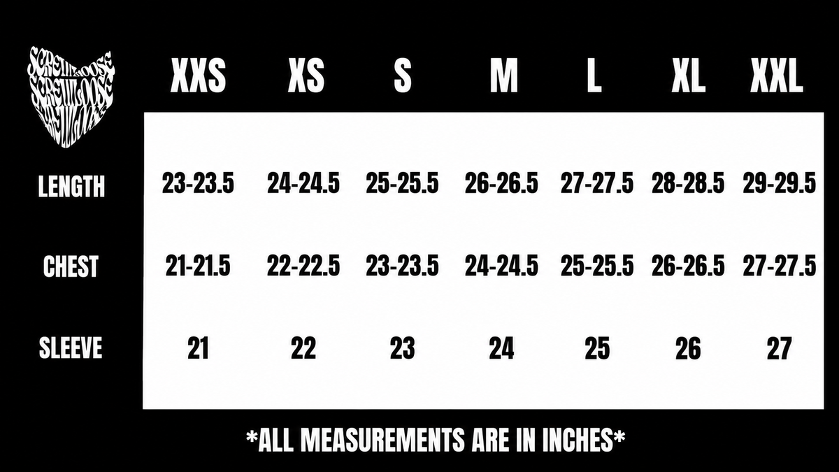 Product size chart