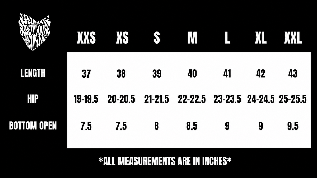 Product size chart