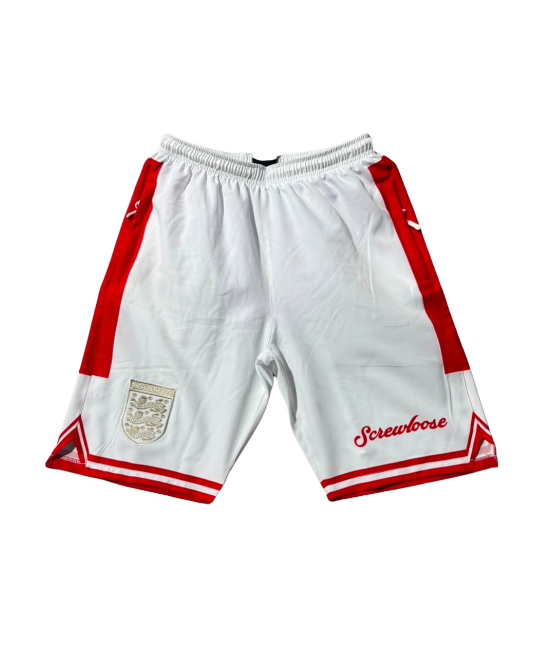 SCREWLOOSE ENGLAND MESH SHORTS - WHITE/RED
