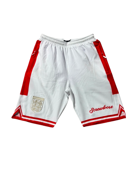 SCREWLOOSE ENGLAND MESH SHORTS - WHITE/RED