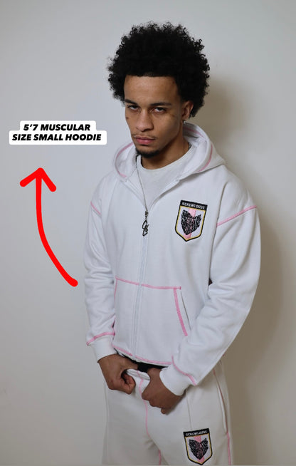 SCREWLOOSE Japan Zip-Up Hoodie - Tokyo White