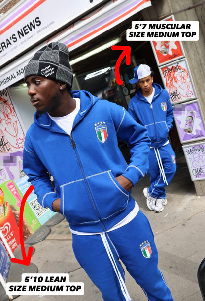 SCREWLOOSE Italy Zip-Up Hoodie - San Siro Blue