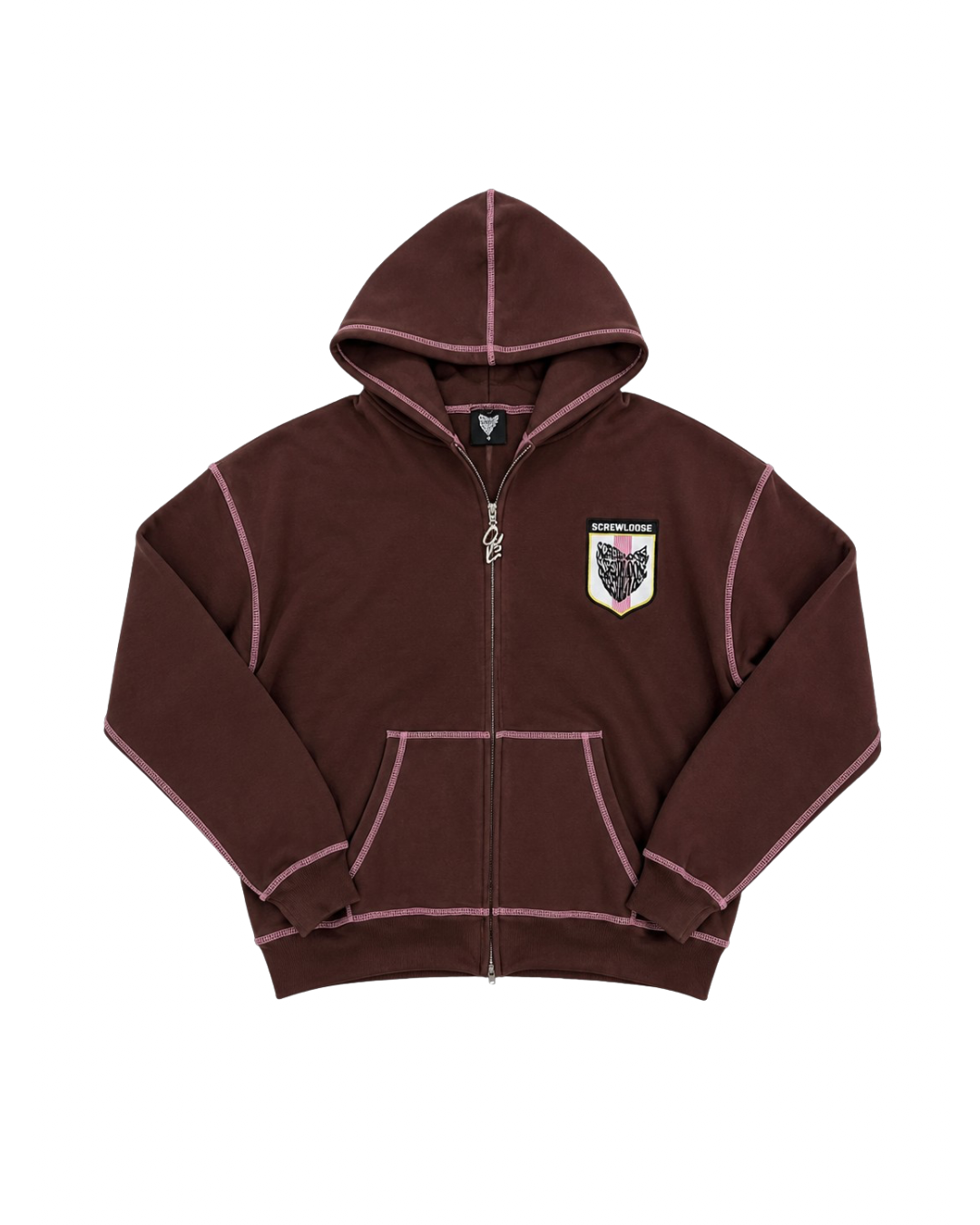 SCREWLOOSE OG JAPAN ZIP-UP HOODIE - KYOTO BROWN