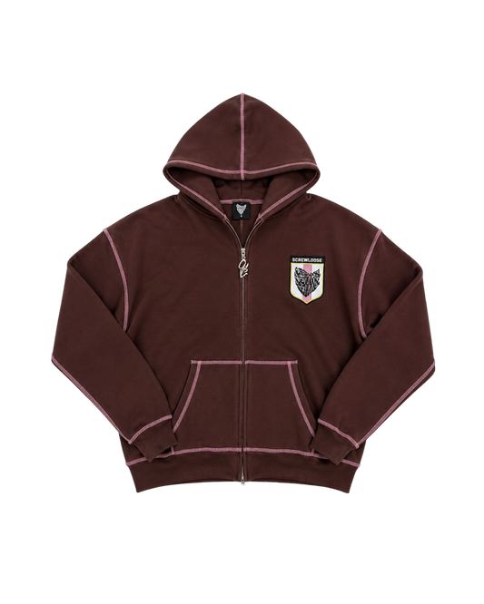 SCREWLOOSE OG JAPAN ZIP-UP HOODIE - KYOTO BROWN
