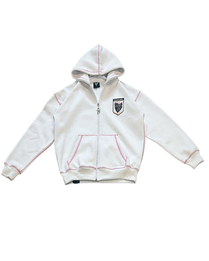 SCREWLOOSE Japan Zip-Up Hoodie - Tokyo White