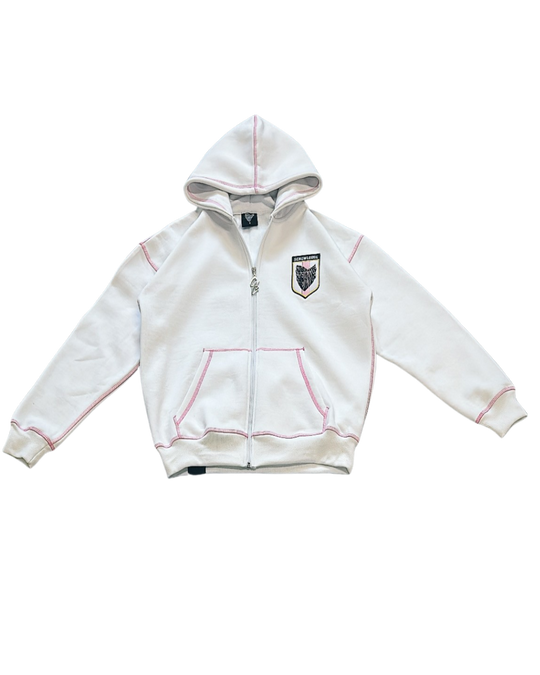 SCREWLOOSE Japan Zip-Up Hoodie - Tokyo White