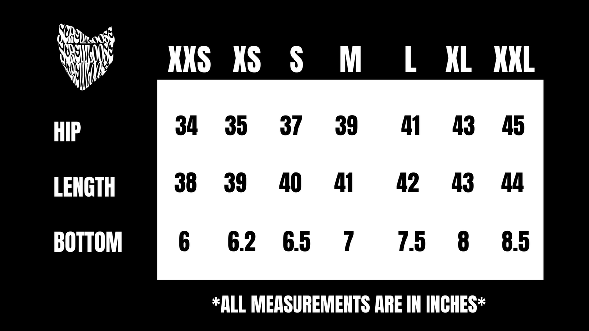 Product size chart