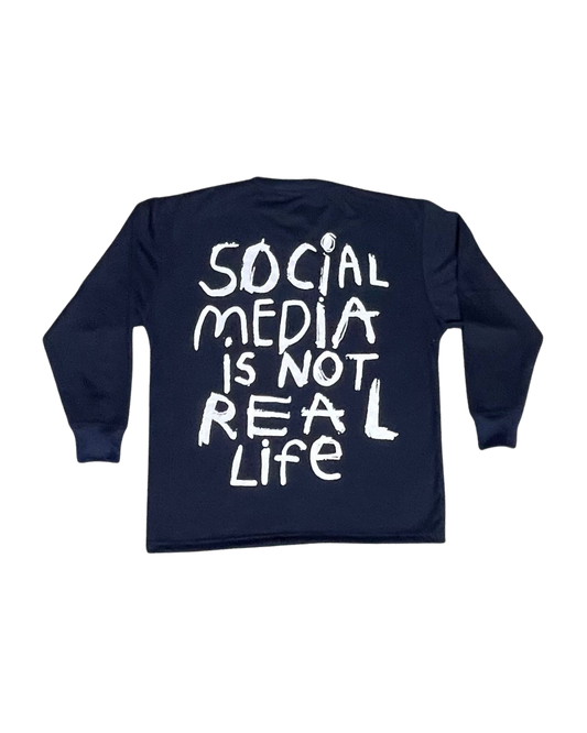 SCREWLOOSE OG LONGSLEEVE SOCIAL MEDIA T-SHIRT - NAVY