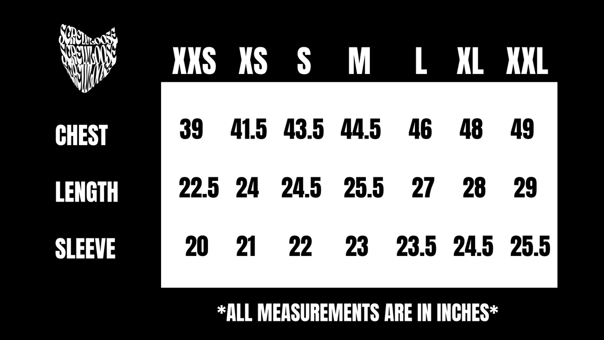 Product size chart