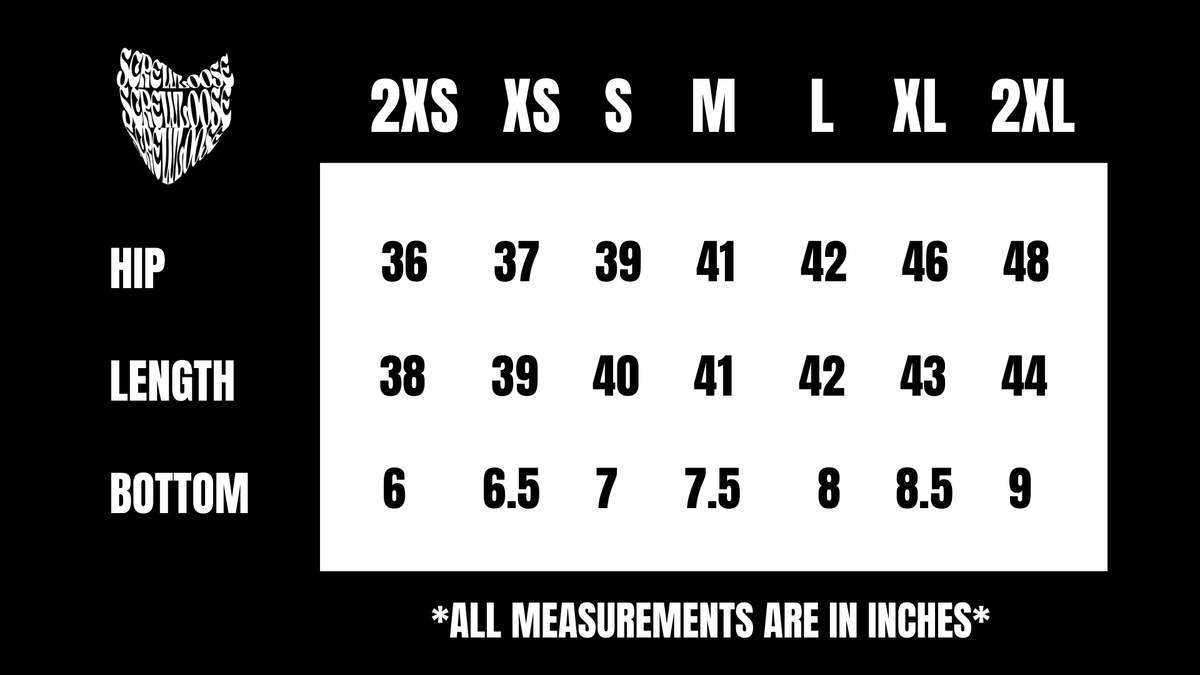 Product size chart