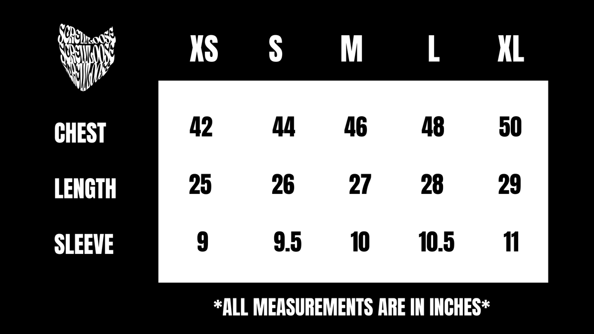 Product size chart