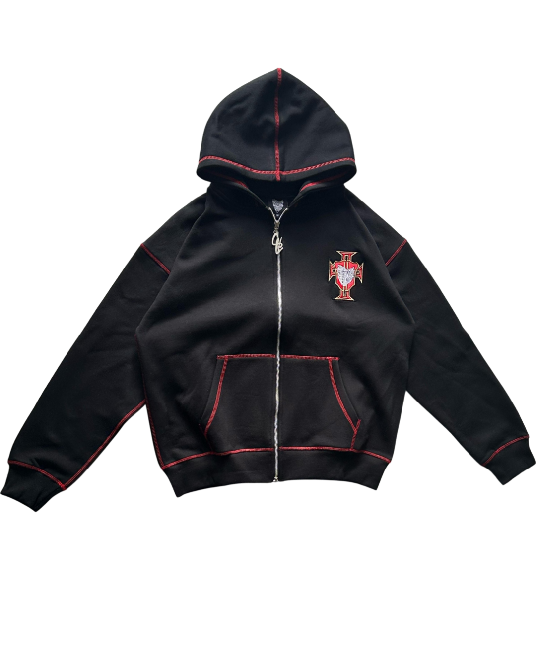 SCREWLOOSE OG PORTUGAL ZIP-UP HOODIE - BLACK