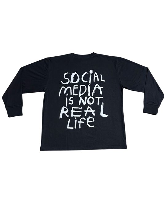 SCREWLOOSE OG LONGSLEEVE SOCIAL MEDIA T-SHIRT - BLACK