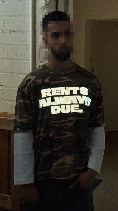SCREWLOOSE RENTS ALWAYS DUE REFLECTIVE LONGSLEEVE - CAMO/WHITE